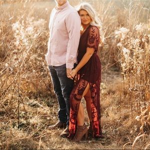 Maroon Lace Maxi Romper